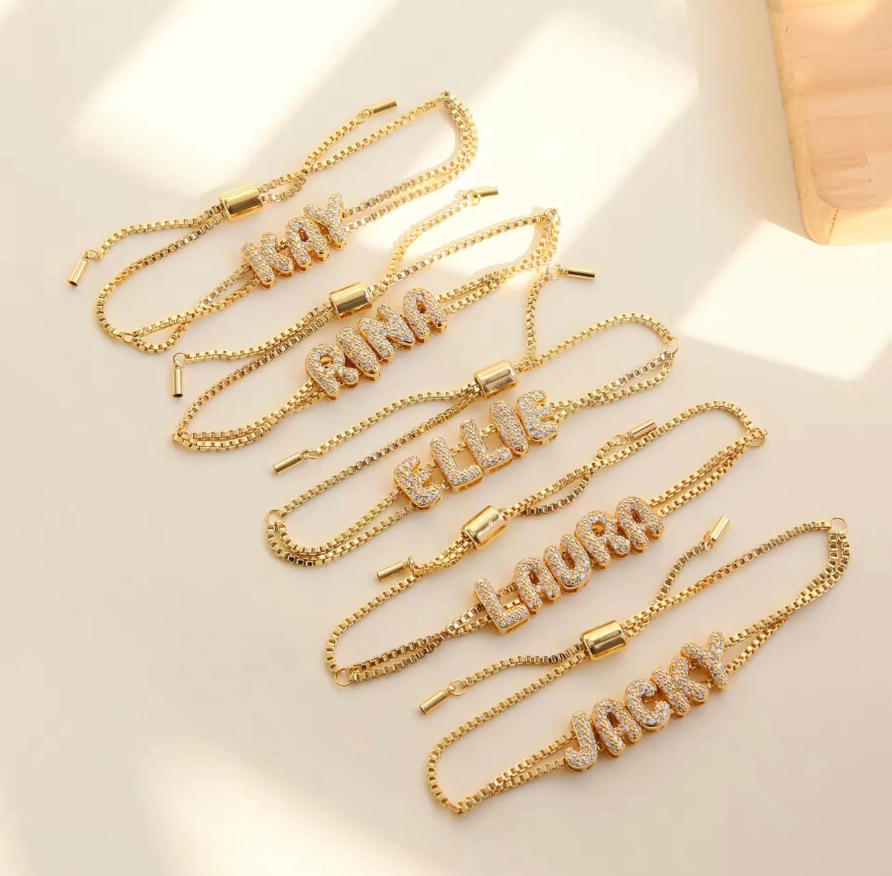 Bubble Letter Name Bracelet