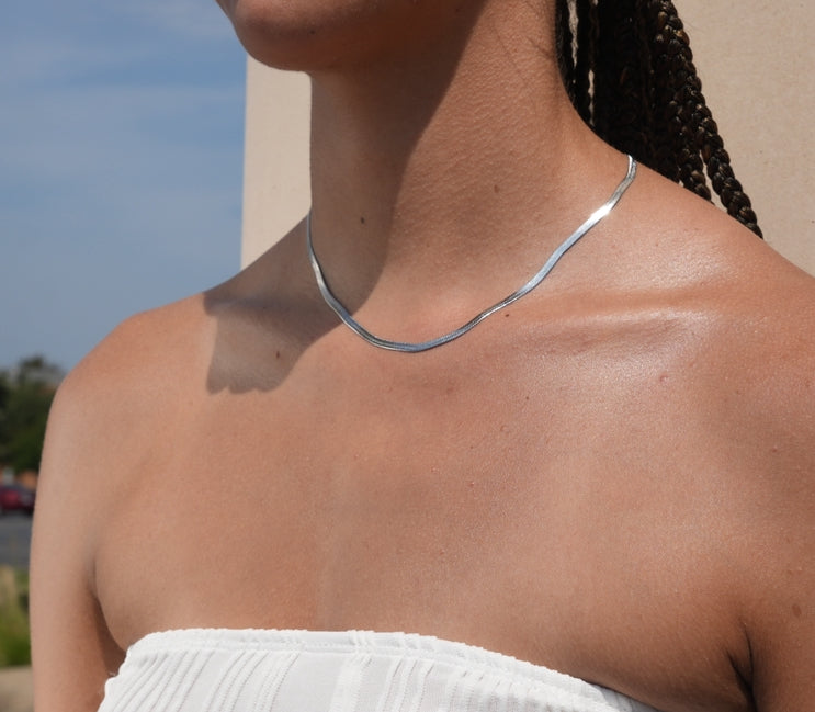 Silver Herringbone Necklace