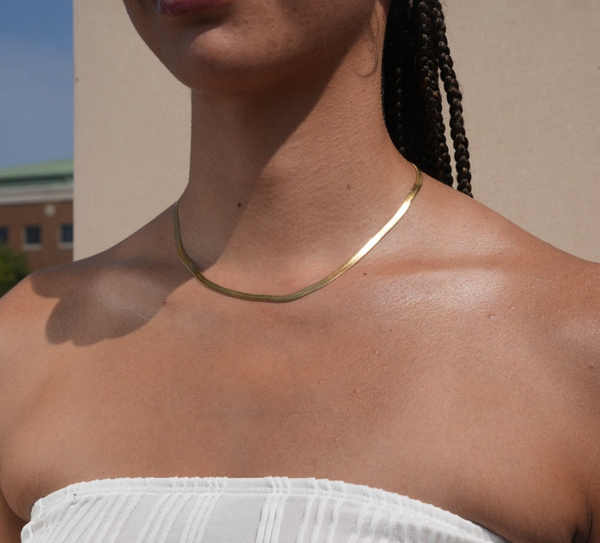 14k Herringbone Necklace