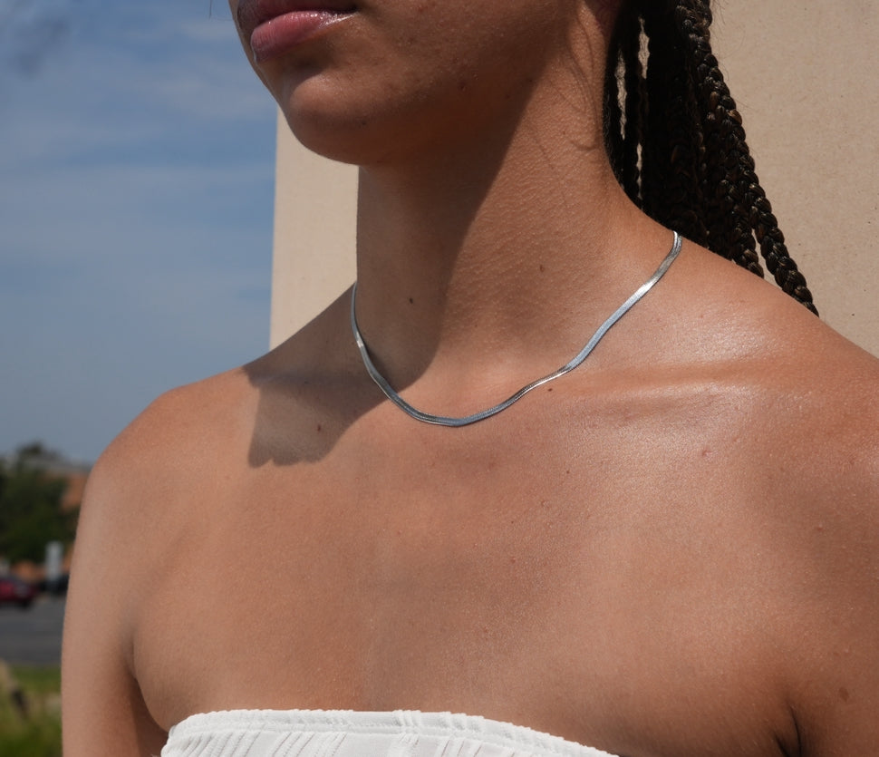 Silver Herringbone Necklace