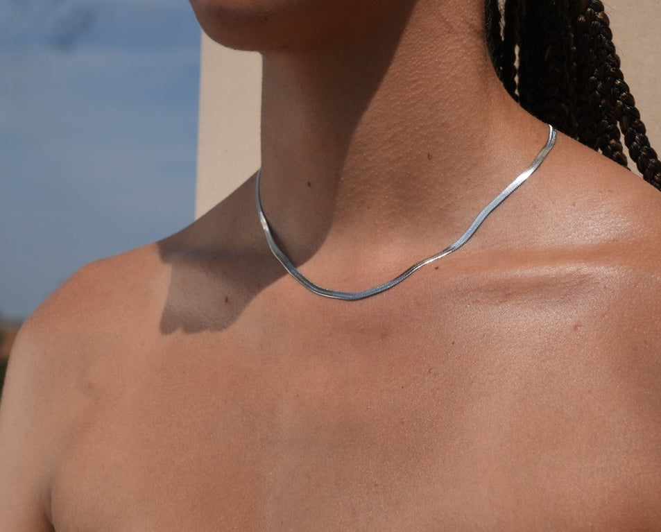 Silver Herringbone Necklace