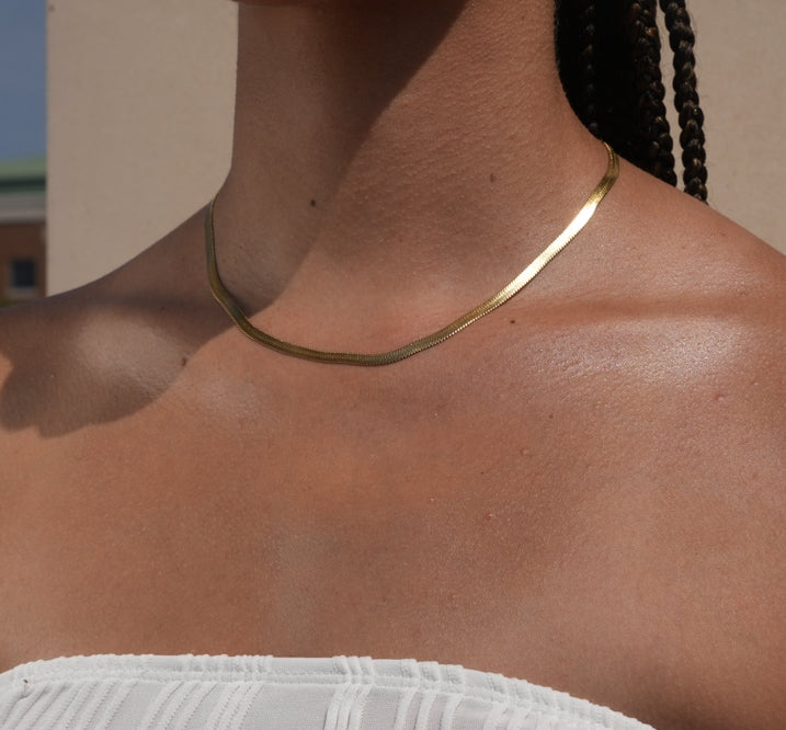 14k Herringbone Necklace