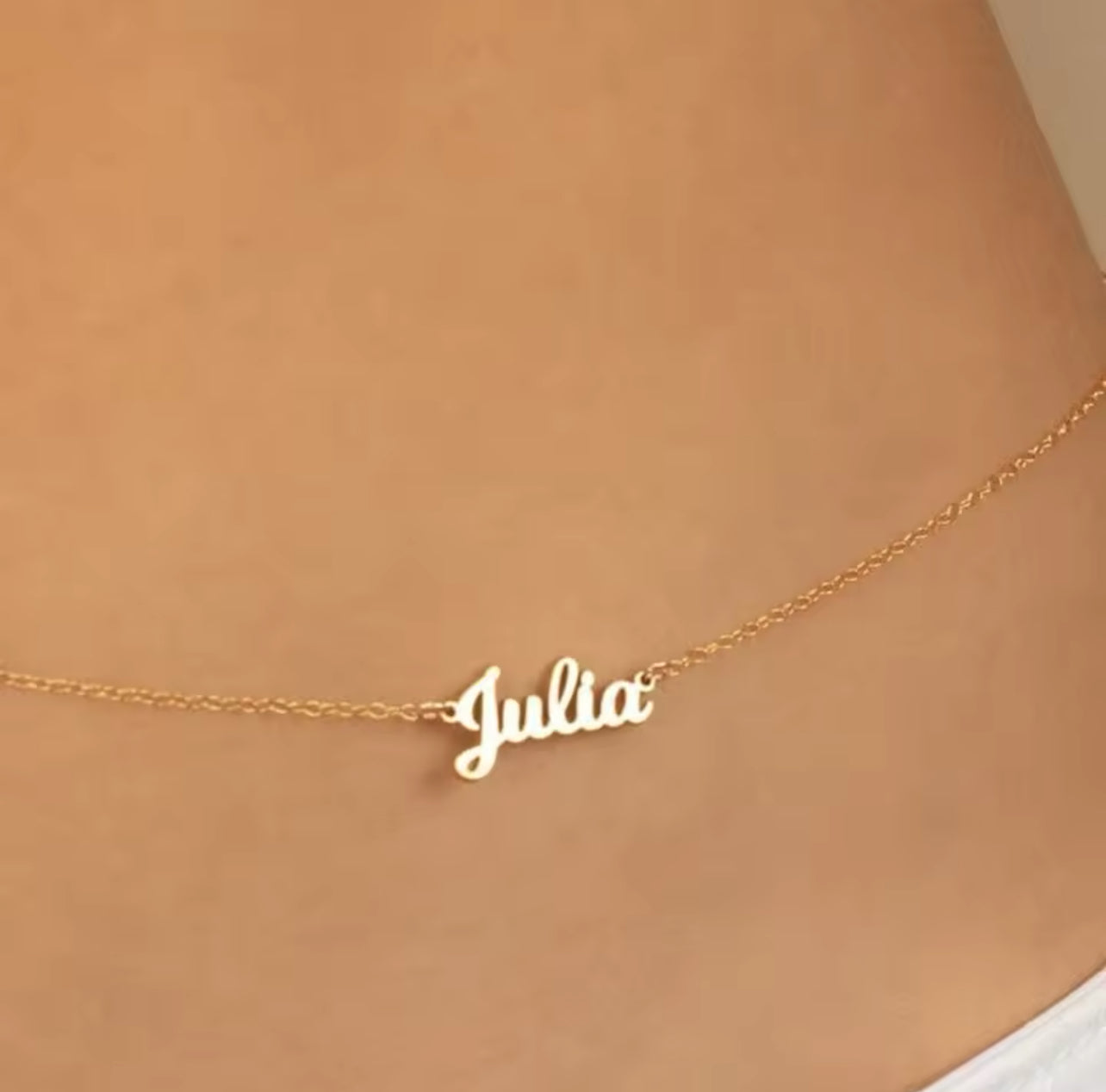 Waist Nameplate Belly Name Chain 14k Gold