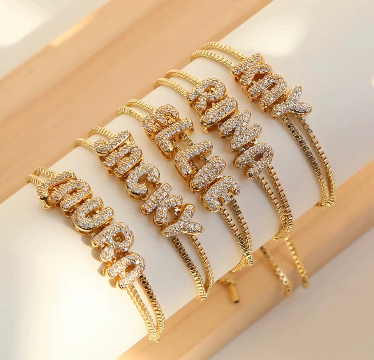 Bubble Letter Name Bracelet