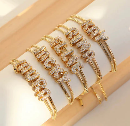 Bubble Letter Name Bracelet