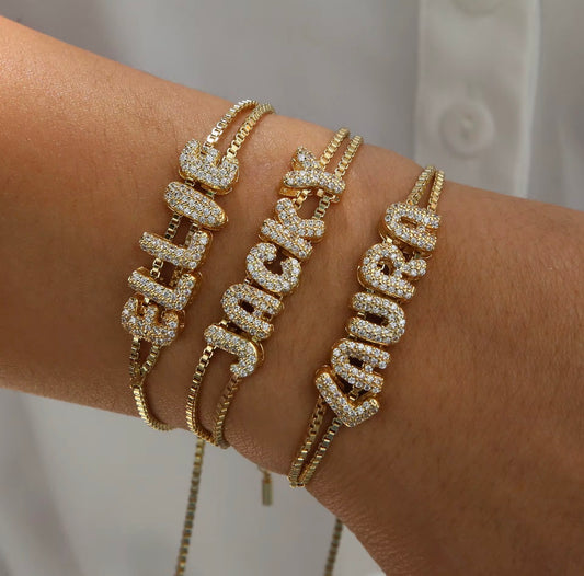 Bubble Letter Name Bracelet