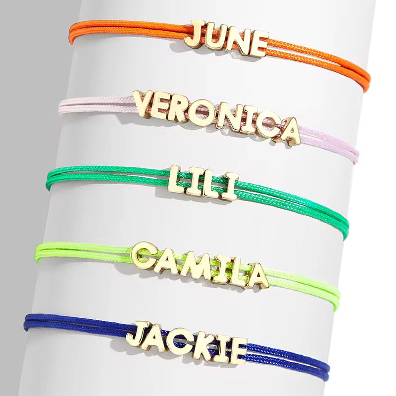 Color Bubble Letter Name Bracelet