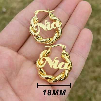 Kids Bamboo Nameplate Earrings